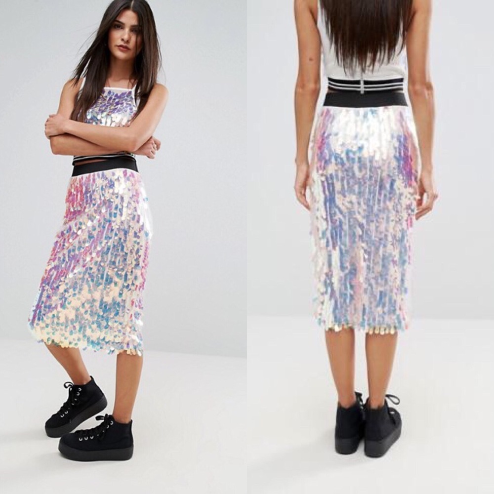 River Island iridescent sequin pencil skirt